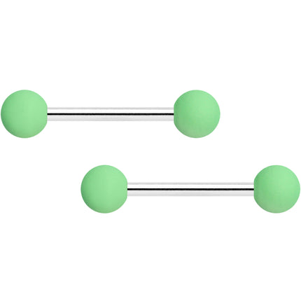 14G 9/16 Mint Green Matte Barbell Nipple Ring Set