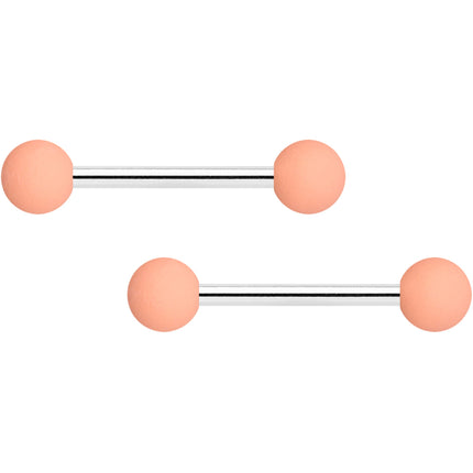 14G 9/16 Pink Peach Matte Barbell Nipple Ring Set of 4