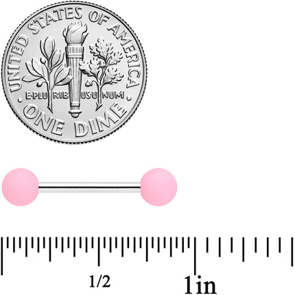 14G 9/16 Pink Peach Matte Barbell Nipple Ring Set of 4
