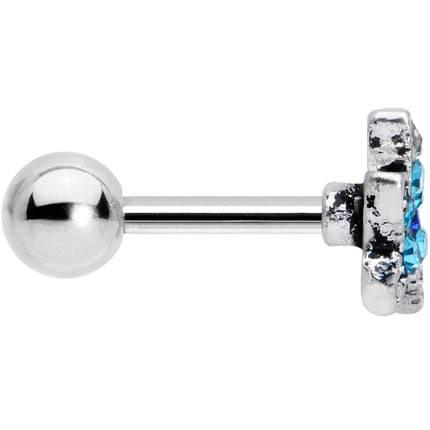 16G 1/4 Aqua Blue Gem Starfish Cartilage Tragus Earring