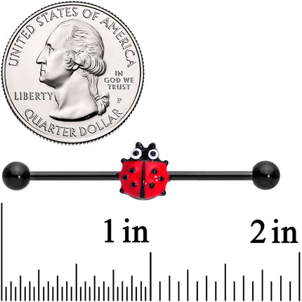 14G Black Polka Dot Ladybug Industrial Barbell 38mm