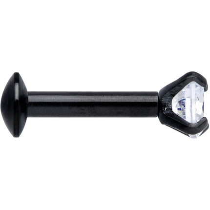 16G 1/4 CZ Gem Black 3mm Threadless Push In Labret Tragus
