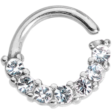 Clear CZ Gem Segment Ring Cartilage Industrial Set of 3