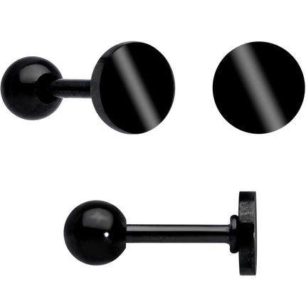 18G Clear CZ Gem Black Heart Cartilage Tragus Set of 8