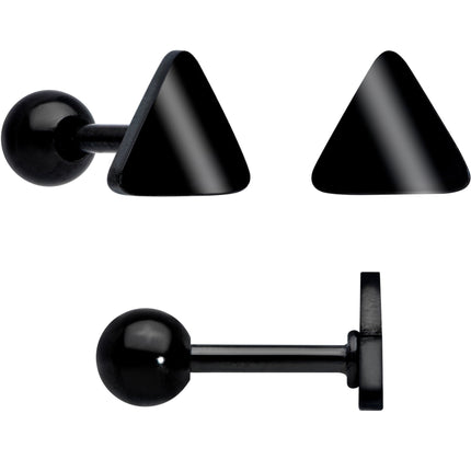 18G Clear CZ Gem Black Heart Cartilage Tragus Set of 8