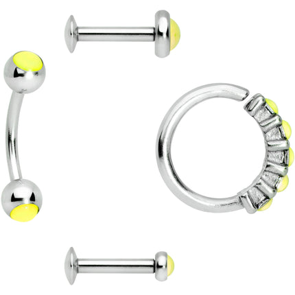 16G Green Orb Septum Labret Cartilage Tragus Set of 4