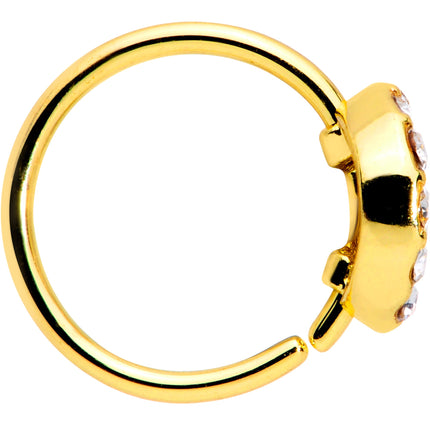 20G 5/16 Clear Gem Gold Tone Peace Sign Nose Hoop