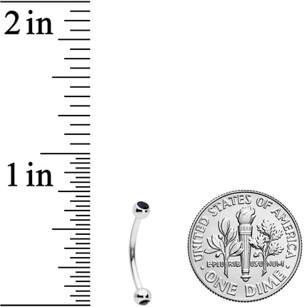 16G 1/2 Black Gem Ball End Curved Barbell