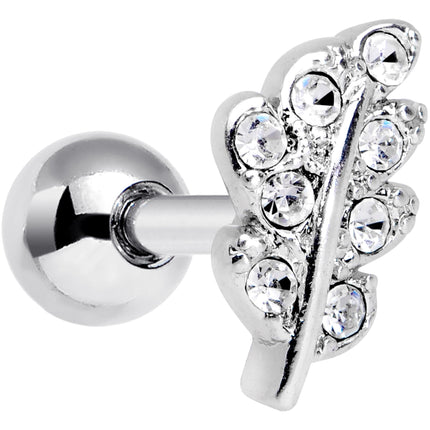 16G 1/4 Clear Gem Elegant Leaves Cartilage Tragus