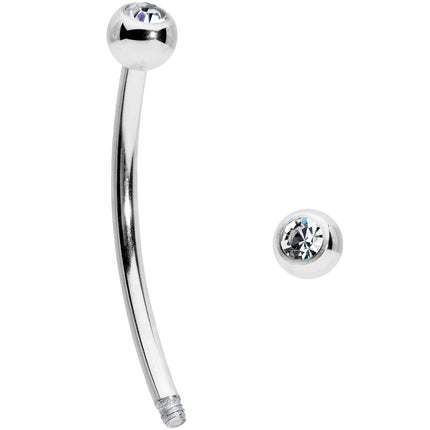 16G 9/16 Clear Gem Ball End Curved Barbell