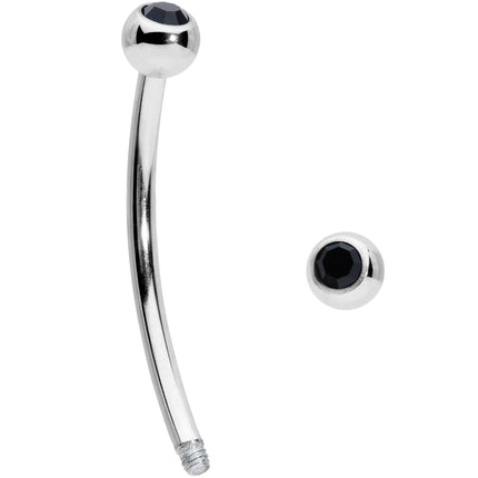 16G 9/16 Black Gem Ball End Curved Barbell