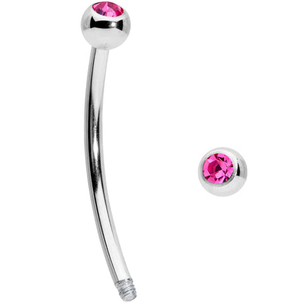 16G 9/16 Pink Gem Ball End Curved Barbell