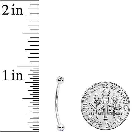 16G 5/8 Clear Gem Ball End Curved Barbell