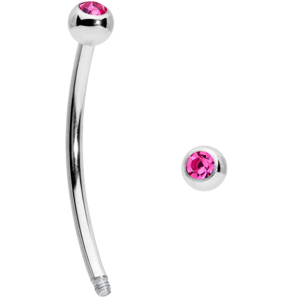 16G 5/8 Pink Gem Ball End Curved Barbell