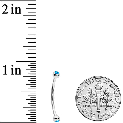 16G 5/8 Aqua Gem Ball End Curved Barbell