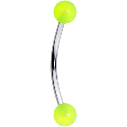 16G 9/16 Green Glow in the Dark Ball End Curved Barbell