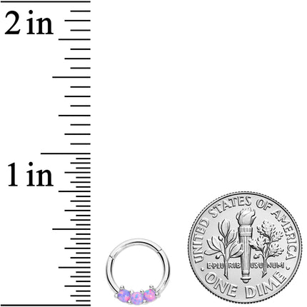 16G 5/16 Purple Synthetic Opal Trio Hinged Segment Ring