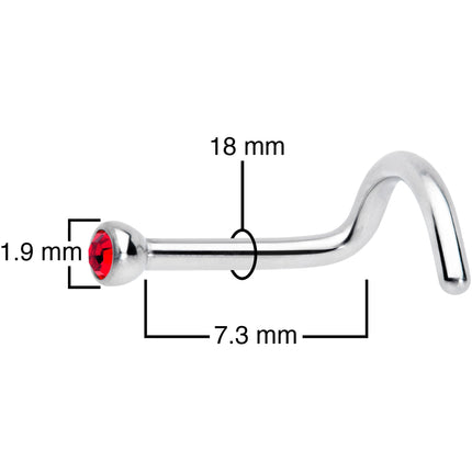 18G Red 2mm Grade 23 Titanium Press Fit Left Nose Ring Screw