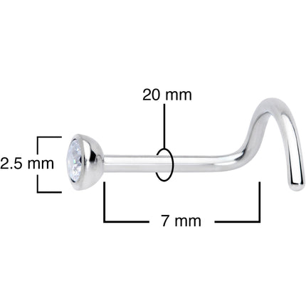20G Clear 2.5mm Grade 23 Titanium Press Fit Left Side Nose Screw
