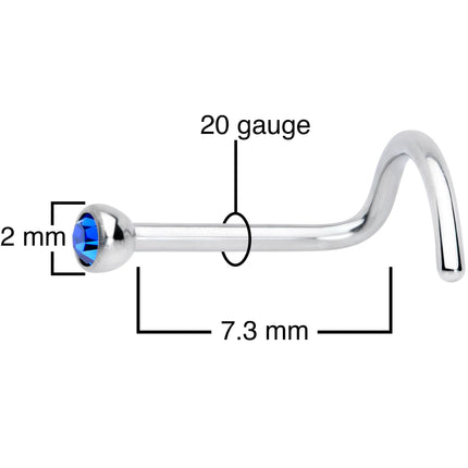 20G Blue 2mm Grade 23 Titanium Press Fit Left Side Nose Screw