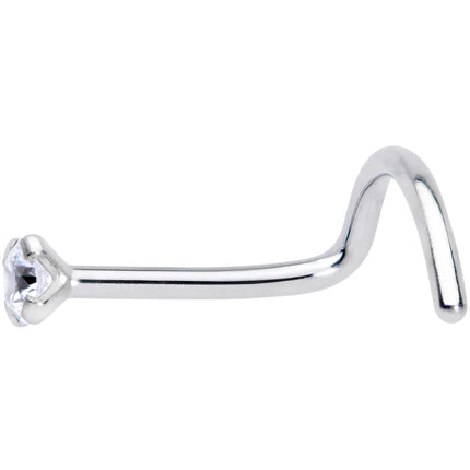 20G 5/16 Clear 2mm CZ Gem Grade 23 Titanium Left Side Nose Screw