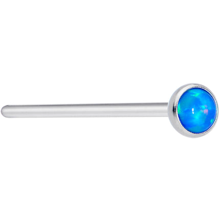20G 3/4 Blue 3mm Synthetic Opal Titanium Fishtail Nose Ring