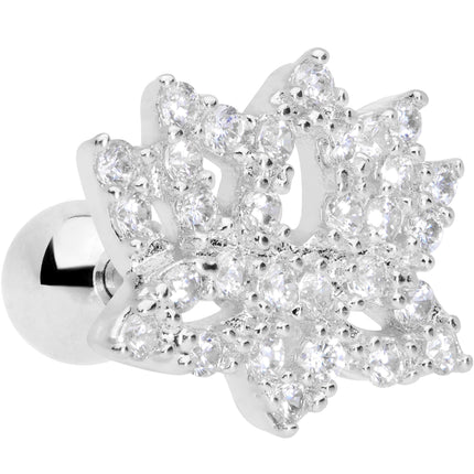 16G 1/4 Clear CZ Gem Lotus Flower Cartilage Tragus