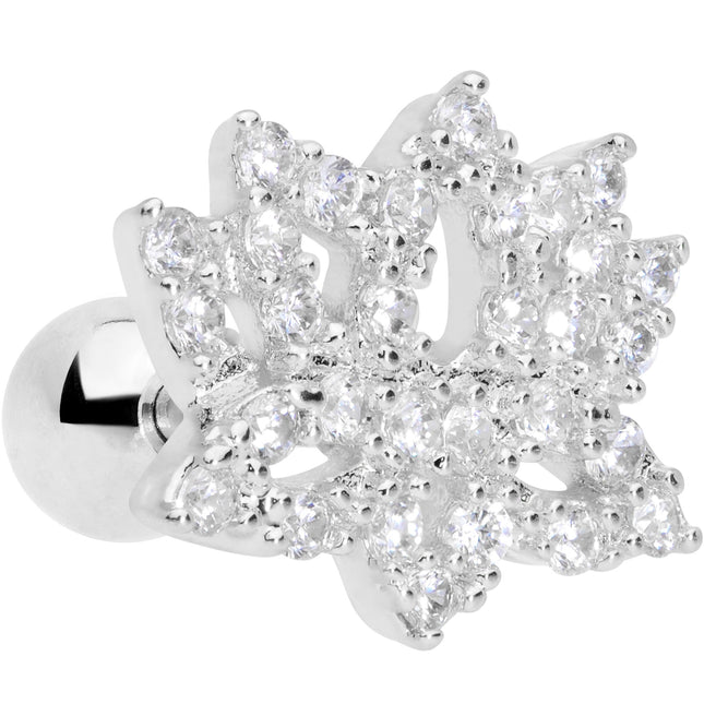 16G 1/4 Clear CZ Gem Lotus Flower Cartilage Tragus