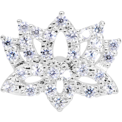 16G 1/4 Clear CZ Gem Lotus Flower Cartilage Tragus