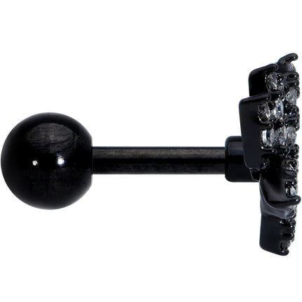 16G 1/4 Clear CZ Gem Black Lotus Flower Cartilage Tragus
