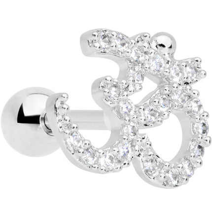 16G 1/4 Clear CZ Gem Amazing Om Cartilage Tragus