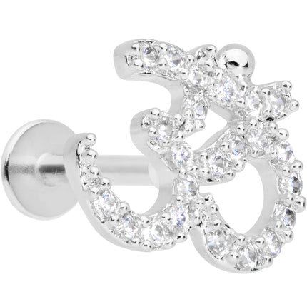 16G 5/16 Clear CZ Gem Amazing Om Labret Monroe Tragus