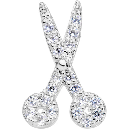 18G 3/8 Clear CZ Gem Shears Scissors Nose Hoop