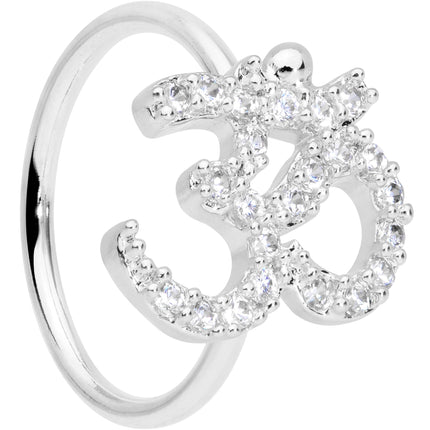 18G 3/8 Clear CZ Gem Amazing Om Nose Hoop