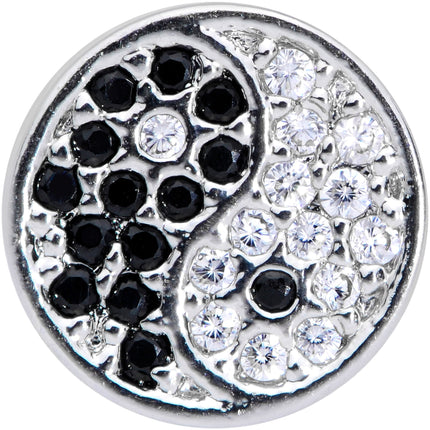20G 1/4 Clear Black CZ Gem Yin Yang Nose Bone