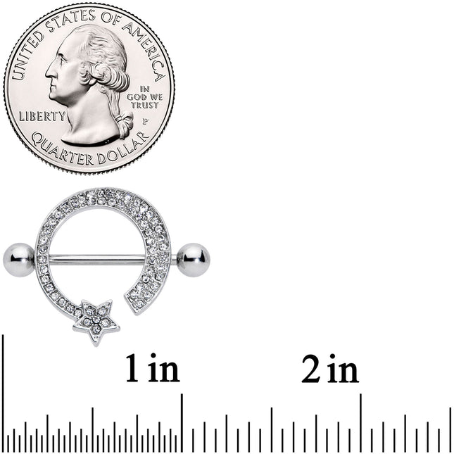 14G 5/8 Clear Gem Shooting Star Nipple Shield Set