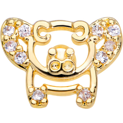 16G 1/4 Clear Gem Gold Tone Flying Pigs Cartilage Tragus Earring