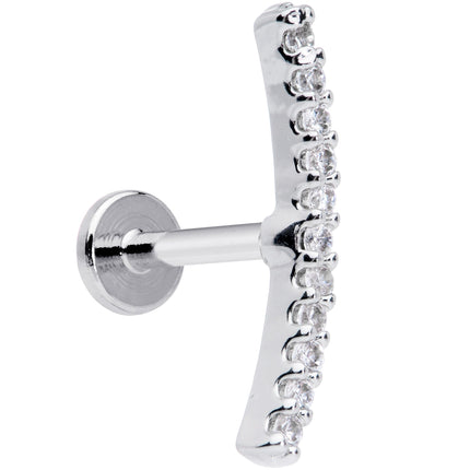 16G 1/4 Clear CZ Gem Curve Internal Thread Labret Monroe Tragus