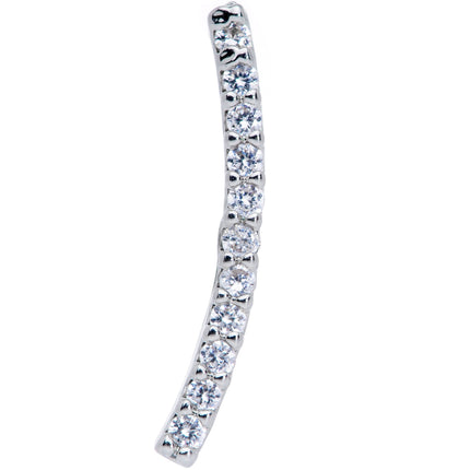 16G 1/4 Clear CZ Gem Curve Internal Thread Labret Monroe Tragus