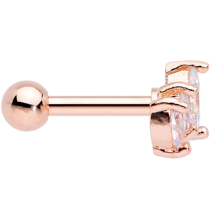 16G 1/4 Clear CZ Gem Rose Gold Tone Crown Cartilage Tragus Earring