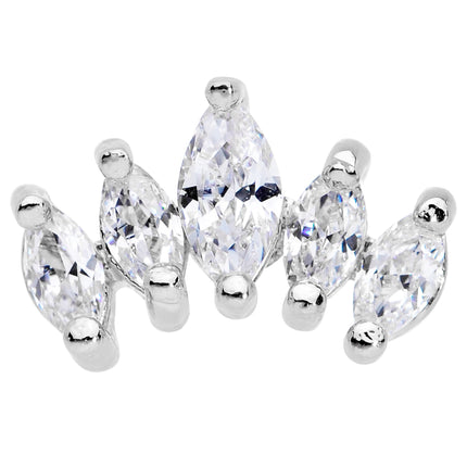 16G 1/4 Clear CZ Gem Crown Cartilage Tragus Earring