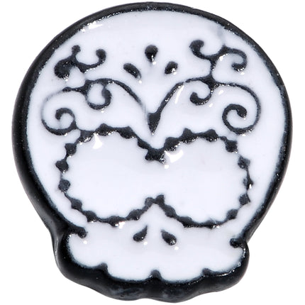 16G 1/4 Black White Calavera Sugar Skull Cartilage Tragus