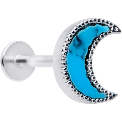 16G 5/16  Faux Turquoise Crescent Moon Labret Tragus Monroe