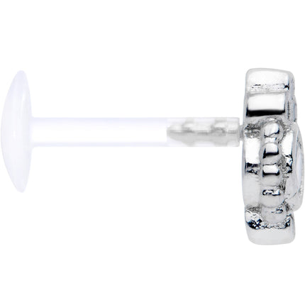 16G 5/16 Clear Gem Flexible Bioplast Teardrop Labret Monroe Tragus