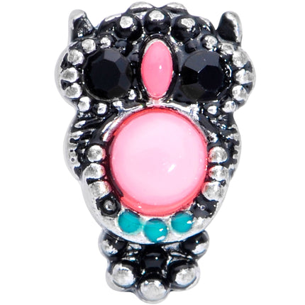 16G 1/4 Black Gem Pink Orb Owl Cartilage Tragus Earring