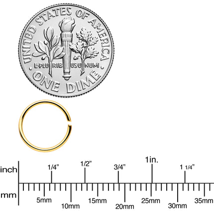 20G 5/16 Gold Tone Anodized Seamless Circular Ring Set of 12