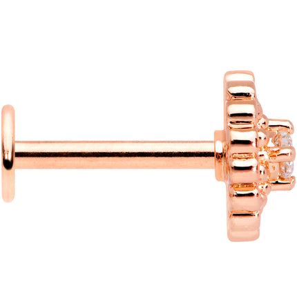 16G 5/16 Clear CZ Rose Gold Tone Hearts Labret Monroe Tragus