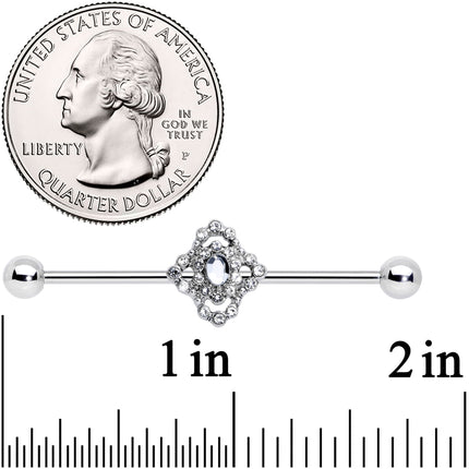 14G Clear Gem Baroque Cross Industrial Barbell 38mm