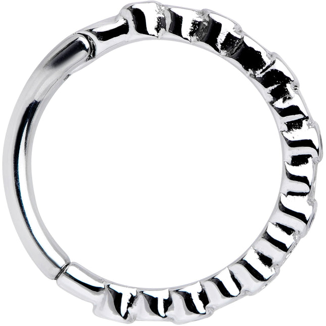 16G 3/8 Clear Blue CZ Gem Classic Circles Hinged Segment Ring