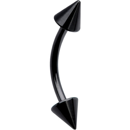 16G 3/8 Black Anodized Cone End Curved Eyebrow Ring